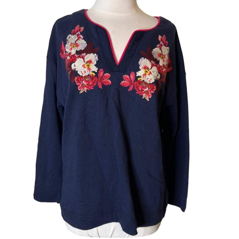 NWT Joules Jordan Notch Neck floral Embroidery Sweatshirt sz 8 - Picture 4 of 9